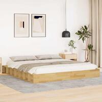 Sengeramme uden madras 200x200 cm Massivt træ Eg
