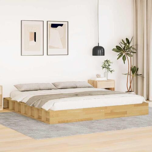 Sengeramme uden madras 200x200 cm Massivt træ Eg