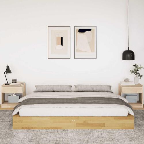 Sengeramme uden madras 200x200 cm Massivt træ Eg