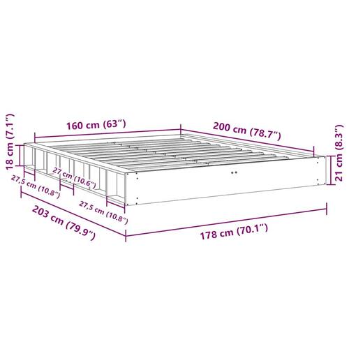 Sengeramme uden madras 160x200 cm Massivtræ Eg