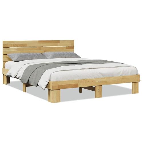 Sengeramme med hovedgærde uden madras 140x200 cm Massivt træ Eg
