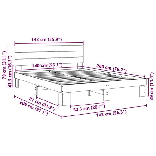 Sengeramme med hovedgærde uden madras 140x200 cm Massivt træ Eg