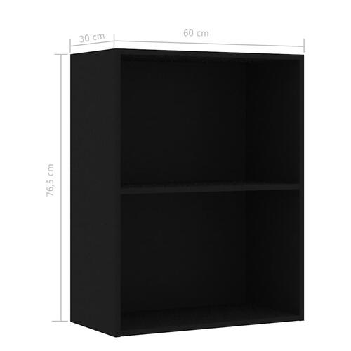 Bogreol med 2 hylder 60x30x76,5 cm konstrueret træ sort