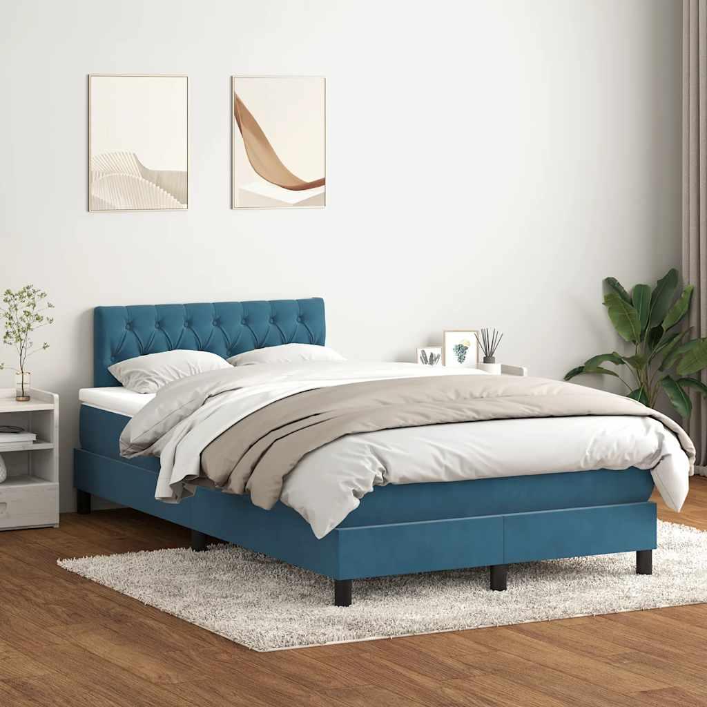 Kontinentalseng med madras 120x210 cm fløjl mørkeblå