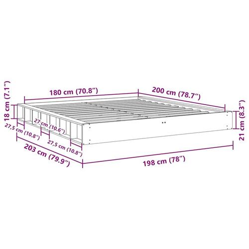 Sengeramme uden madras 180x200 cm Massivt træ Eg