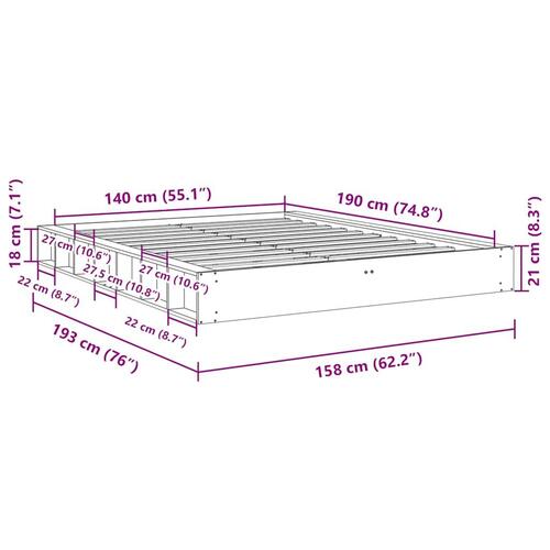 Sengeramme uden madras 140x190 cm Massivtræ Eg