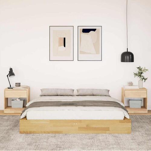 Sengeramme uden madras 150x200 cm Massivt træ Eg