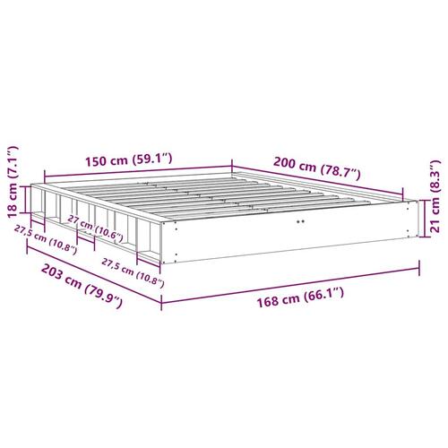 Sengeramme uden madras 150x200 cm Massivt træ Eg