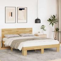 Sengeramme med hovedgærde uden madras 150x200 cm Massivt træ Eg