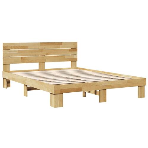 Sengeramme med hovedgærde uden madras 150x200 cm Massivt træ Eg