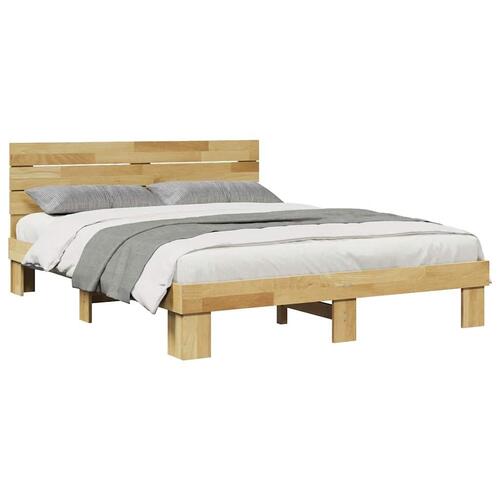 Sengeramme med hovedgærde uden madras 150x200 cm Massivt træ Eg
