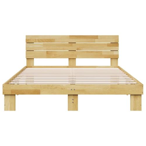 Sengeramme med hovedgærde uden madras 150x200 cm Massivt træ Eg