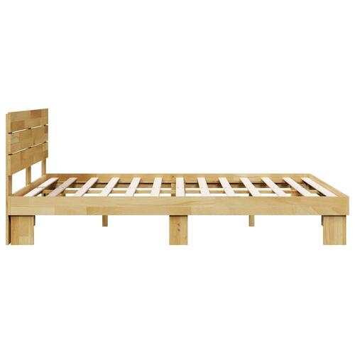 Sengeramme med hovedgærde uden madras 150x200 cm Massivt træ Eg