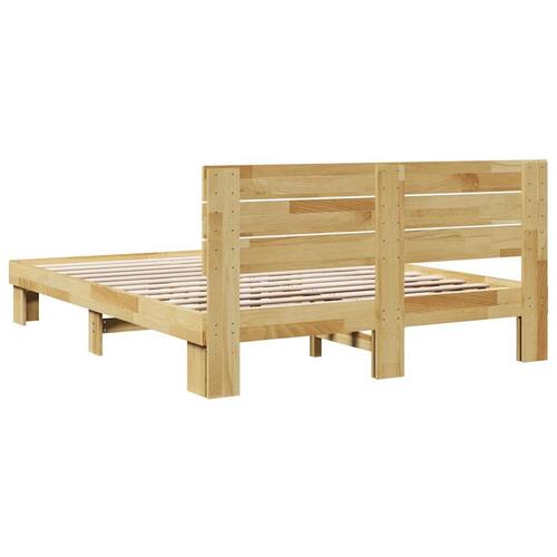 Sengeramme med hovedgærde uden madras 150x200 cm Massivt træ Eg