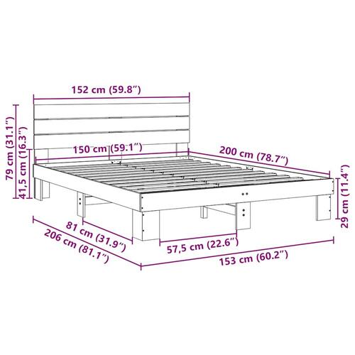 Sengeramme med hovedgærde uden madras 150x200 cm Massivt træ Eg