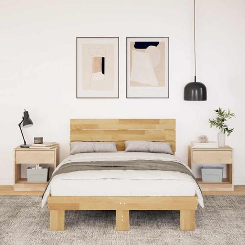 Sengeramme med hovedgærde uden madras 120x200 cm Massivt træ Eg