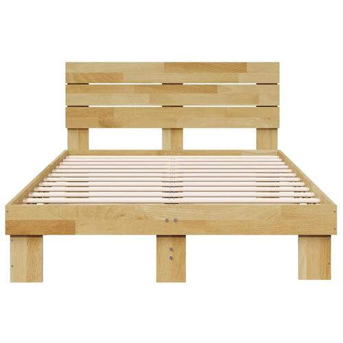 Sengeramme med hovedgærde uden madras 120x200 cm Massivt træ Eg
