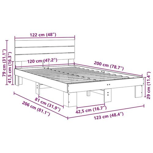 Sengeramme med hovedgærde uden madras 120x200 cm Massivt træ Eg