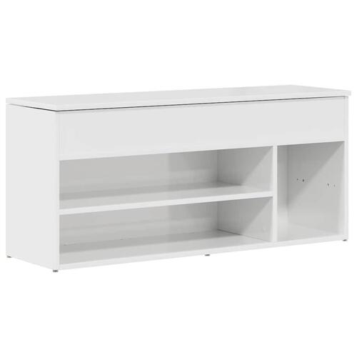 Skobænk 102x30,5x45 cm konstrueret træ hvid højglans
