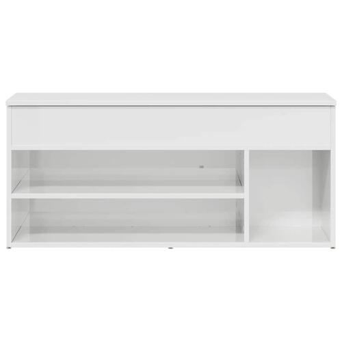 Skobænk 102x30,5x45 cm konstrueret træ hvid højglans