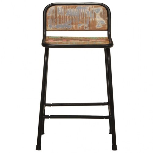 Barstole i massivt genbrugstræ - 2 stk., 46 × 35,5 × 70 cm, brun/sort