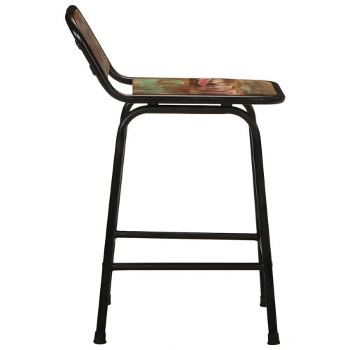 Barstole i massivt genbrugstræ - 2 stk., 46 × 35,5 × 70 cm, brun/sort