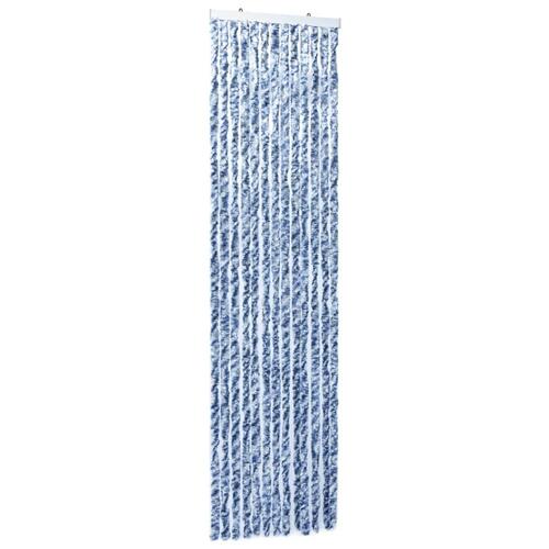 Insektgardin 56x200 cm chenille blå og hvid