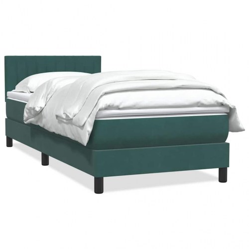 Kontinentalseng med madras 90x220 cm fløjl mørkegrøn