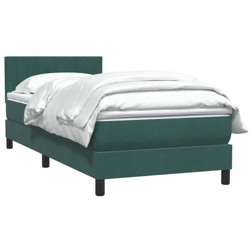 Kontinentalseng med madras 90x220 cm fløjl mørkegrøn