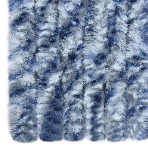 Insektgardin 56x200 cm chenille blå og hvid