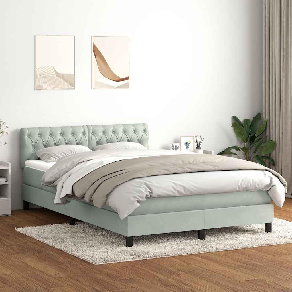 Kontinentalseng med madras 160x210 cm fløjl lysegrå