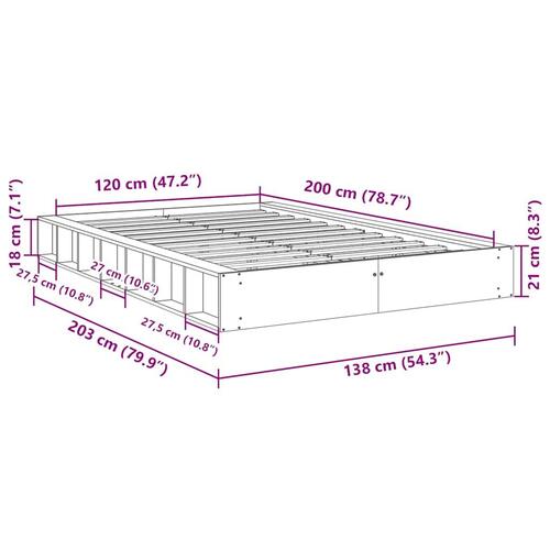 Sengeramme uden madras 120x200 cm Massivt træ Eg