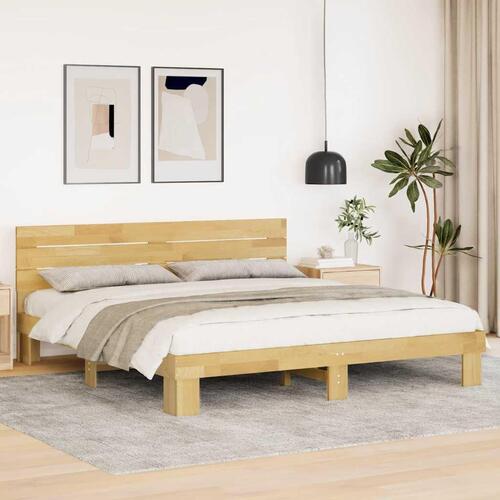 Sengeramme med hovedgærde uden madras 180x200 cm Massivt træ Eg