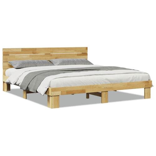 Sengeramme med hovedgærde uden madras 180x200 cm Massivt træ Eg