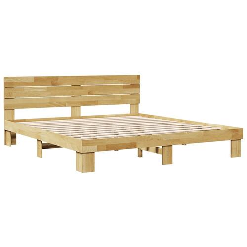 Sengeramme med hovedgærde uden madras 180x200 cm Massivt træ Eg