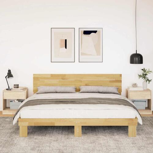 Sengeramme med hovedgærde uden madras 180x200 cm Massivt træ Eg