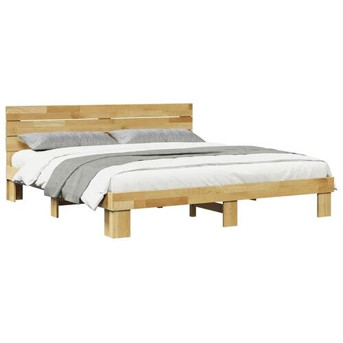 Sengeramme med hovedgærde uden madras 180x200 cm Massivt træ Eg