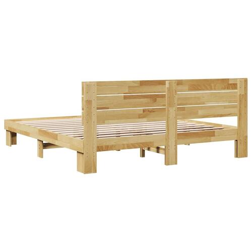 Sengeramme med hovedgærde uden madras 180x200 cm Massivt træ Eg