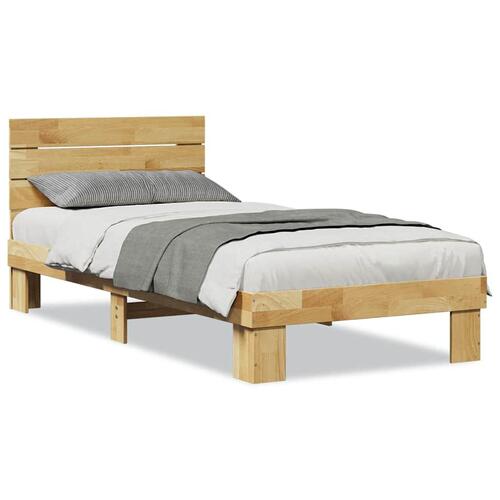 Sengeramme med hovedgærde uden madras 80x200 cm Massivt træ Eg