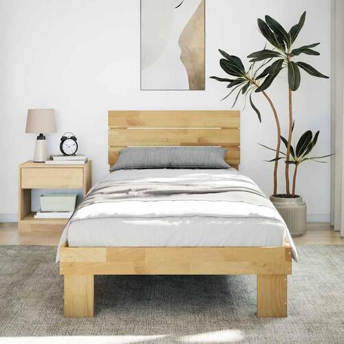 Sengeramme med hovedgærde uden madras 80x200 cm Massivt træ Eg