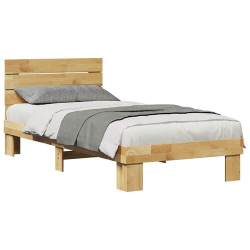 Sengeramme med hovedgærde uden madras 80x200 cm Massivt træ Eg