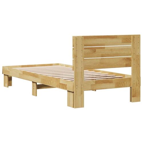 Sengeramme med hovedgærde uden madras 80x200 cm Massivt træ Eg