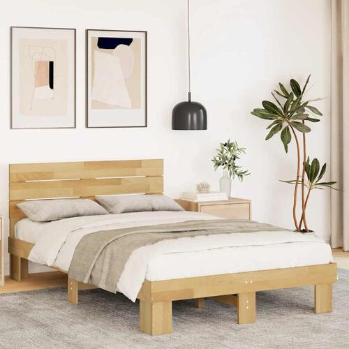 Sengeramme med hovedgærde uden madras 120x190 cm Massivt træ Eg