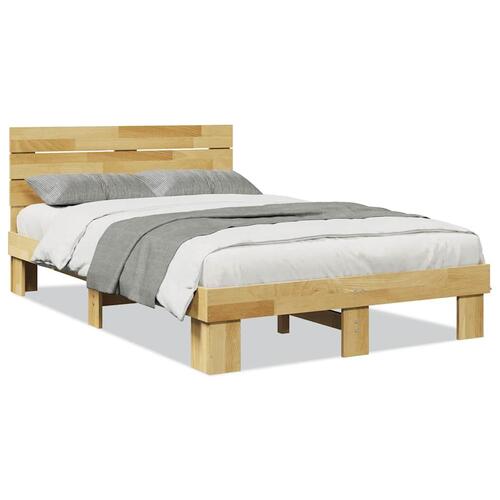 Sengeramme med hovedgærde uden madras 120x190 cm Massivt træ Eg