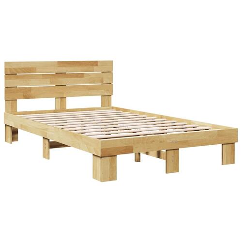Sengeramme med hovedgærde uden madras 120x190 cm Massivt træ Eg