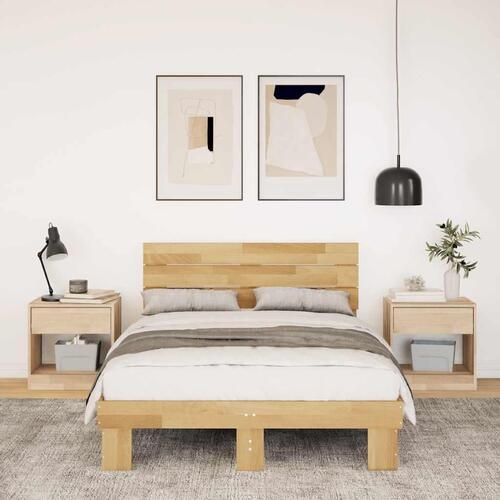 Sengeramme med hovedgærde uden madras 120x190 cm Massivt træ Eg