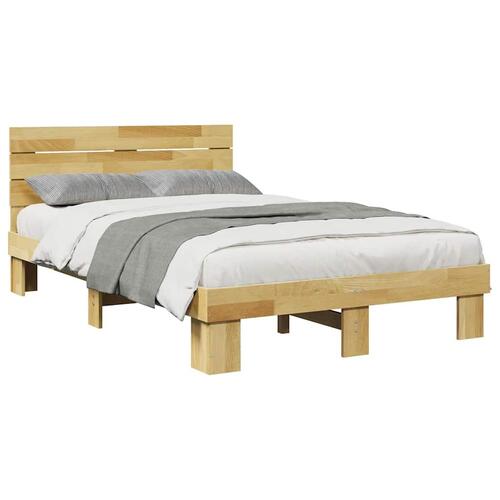 Sengeramme med hovedgærde uden madras 120x190 cm Massivt træ Eg