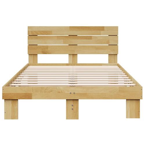 Sengeramme med hovedgærde uden madras 120x190 cm Massivt træ Eg