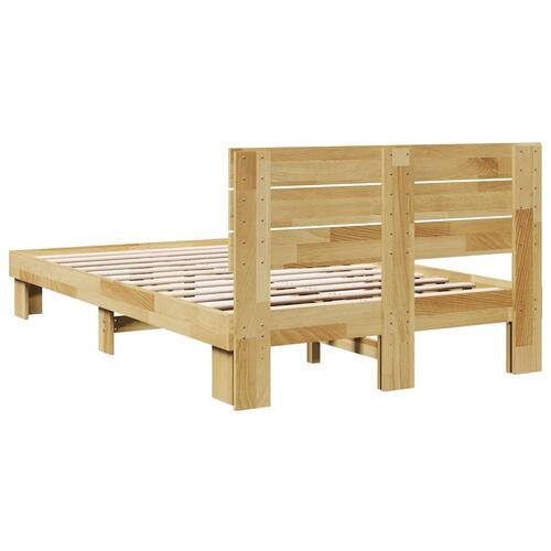 Sengeramme med hovedgærde uden madras 120x190 cm Massivt træ Eg