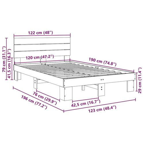 Sengeramme med hovedgærde uden madras 120x190 cm Massivt træ Eg